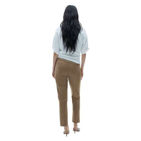 Chino marron motif pied de poule avec coupe droite, 4 poches et 4 plis centraux - Image 4