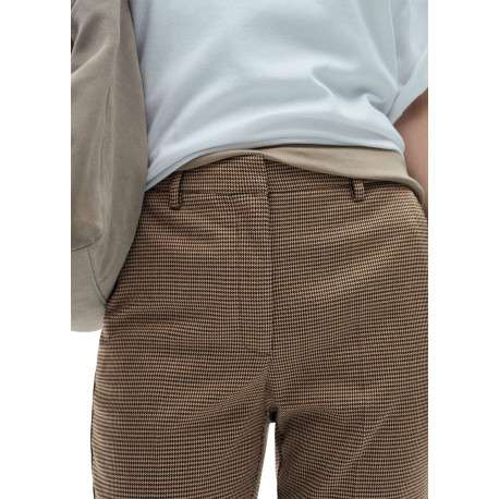 Chino marron motif pied de poule avec coupe droite, 4 poches et 4 plis centraux - Image 5