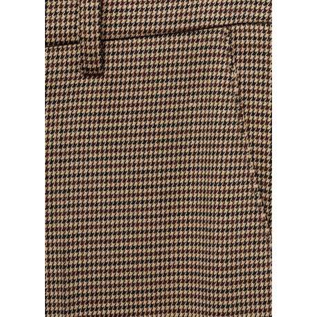Chino marron motif pied de poule avec coupe droite, 4 poches et 4 plis centraux - Image 6