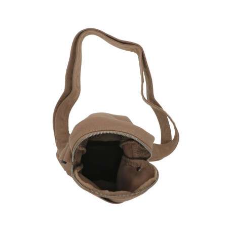 Sacoche beige unie avec poche plaquée et poche principale zippée - Image 4