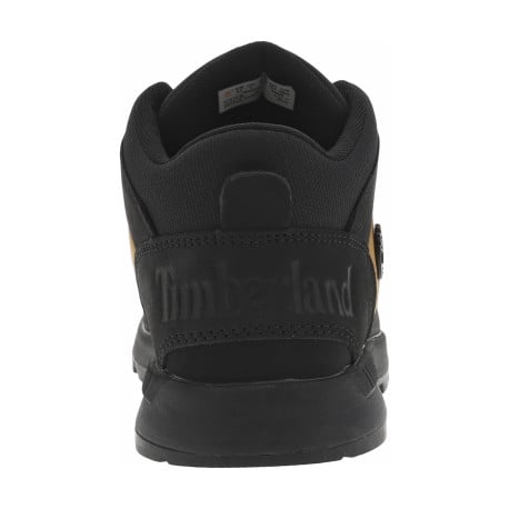 Bottines en cuir nubuck noires à talon plat et à lacets ronds avec logo en métal - Image 6