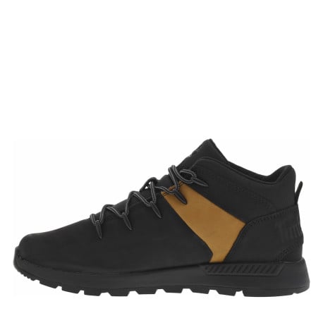 Bottines en cuir nubuck noires à talon plat et à lacets ronds avec logo en métal - Image 2