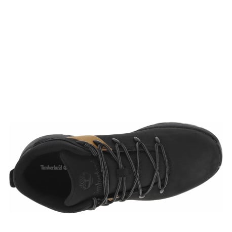 Bottines en cuir nubuck noires à talon plat et à lacets ronds avec logo en métal - Image 4