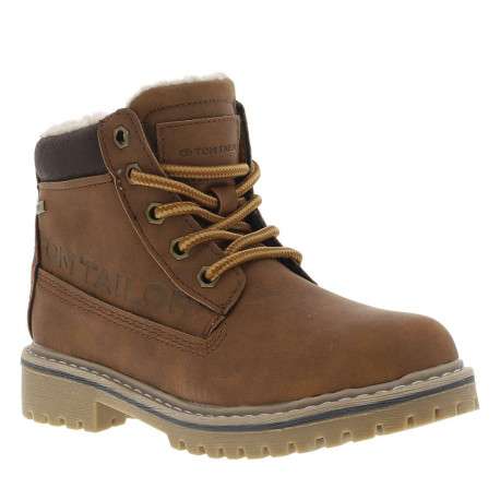 Boots camel à talon décroché bas pourvues de lacets ronds - Image 9