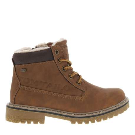 Boots camel à talon décroché bas pourvues de lacets ronds - Image 2