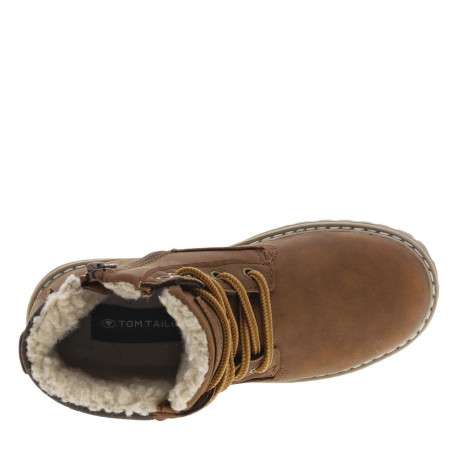 Boots camel à talon décroché bas pourvues de lacets ronds - Image 10