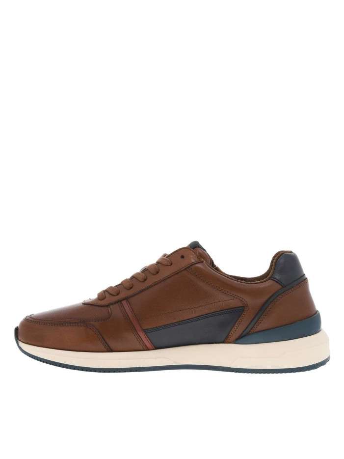 Sneakers en cuir cognac à...