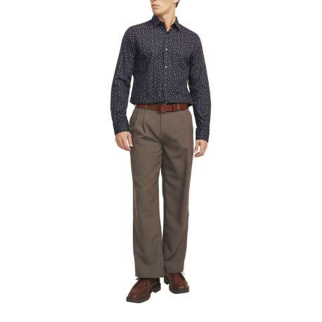 Chemise en coton marine liberty à coupe droite et col français - Image 4