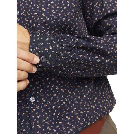 Chemise en coton marine liberty à coupe droite et col français - Image 5