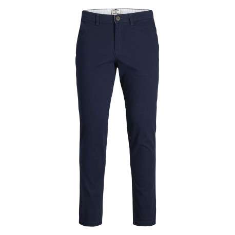 Chino Marco Dave en coton marine uni à coupe slim avec poches à l'italienne