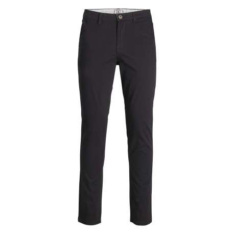 Chino Marco Dave en coton noir uni avec une coupe slim avec multiples poches