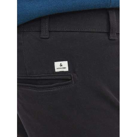 Chino Marco Dave en coton noir uni avec une coupe slim avec multiples poches - Image 3