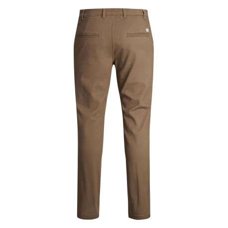 Chino Marco Dave en coton camel uni slim avec zip, bouton et poches - Image 2