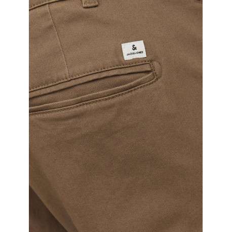 Chino Marco Dave en coton camel uni slim avec zip, bouton et poches - Image 3