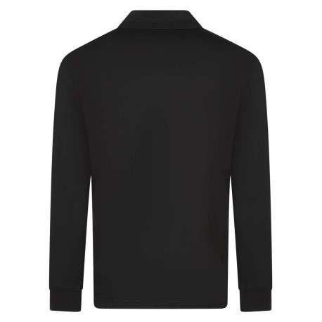 Polo manches longues en coton noir uni avec une coupe droite et le logo brodé - Image 2