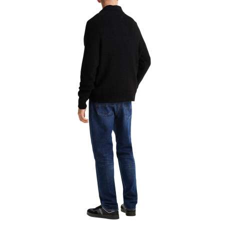 Pull noir uni avec une coupe droite, col camionneur et à manches longues - Image 4