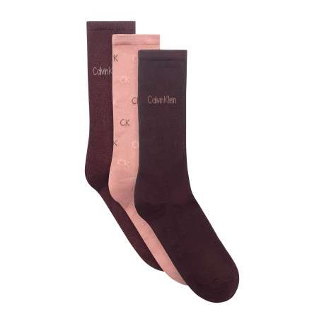 Lot de 3 paires de chaussettes hautes bordeaux unies à monogrammes
