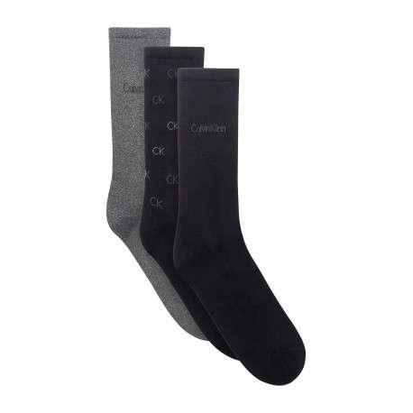 Lot de 3 paires de chaussettes hautes noires unies avec marque sur le haut