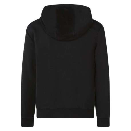 Sweat à capuche zippé en coton mélangé noir uni avec le nom de la marque - Image 2