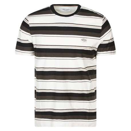 T-shirt en coton noir uni avec une coupe droite et des rayures à l'horizontal