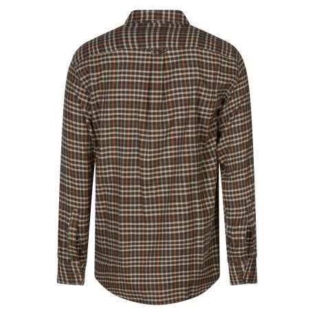 Chemise à manches longues épaisse en coton marron à carreaux et à col américain - Image 2
