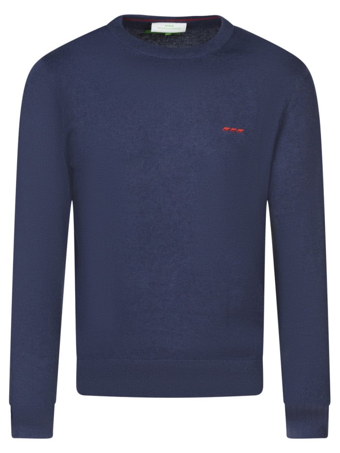 Pull en coton marine uni à...