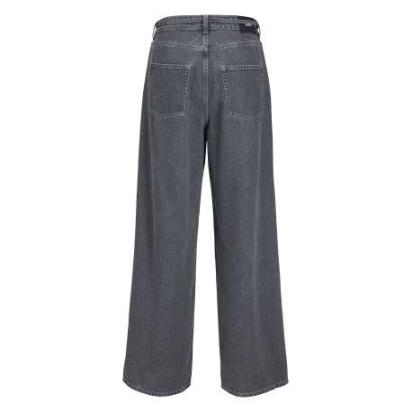 Jean en coton mélangé gris uni bootcut avec lien à la taille et poches plaquées - Image 2