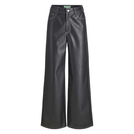 Pantalon 5 Poches noir uni à coupe bootcut avec passants pour ceinture