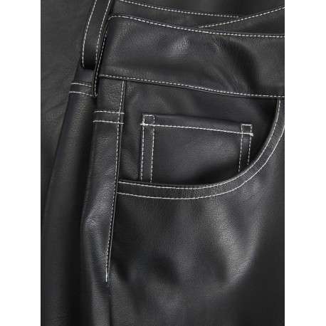 Pantalon 5 Poches noir uni à coupe bootcut avec passants pour ceinture - Image 3