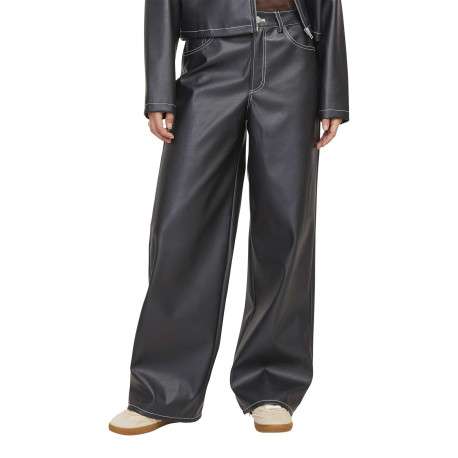 Pantalon 5 Poches noir uni à coupe bootcut avec passants pour ceinture - Image 4