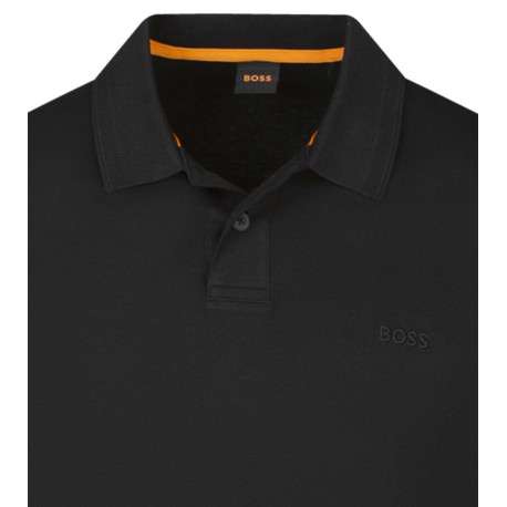 Polo manches longues en coton noir uni avec une coupe droite et le logo brodé - Image 3