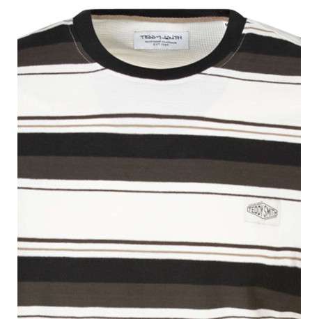 T-shirt en coton noir uni avec une coupe droite et des rayures à l'horizontal - Image 3
