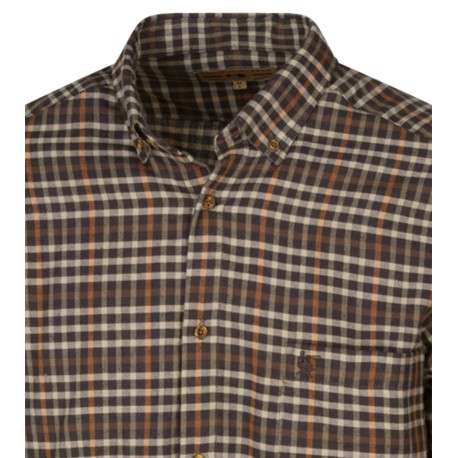 Chemise à manches longues épaisse en coton marron à carreaux et à col américain - Image 3