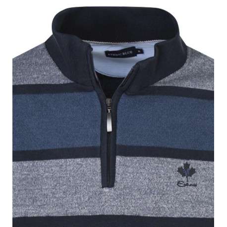 Sweat bicolore avec un col montant et zippé et des rayures larges - Image 3