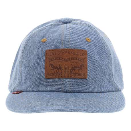 Casquette en coton jean unie avec patch en cuir et étiquette de la marque