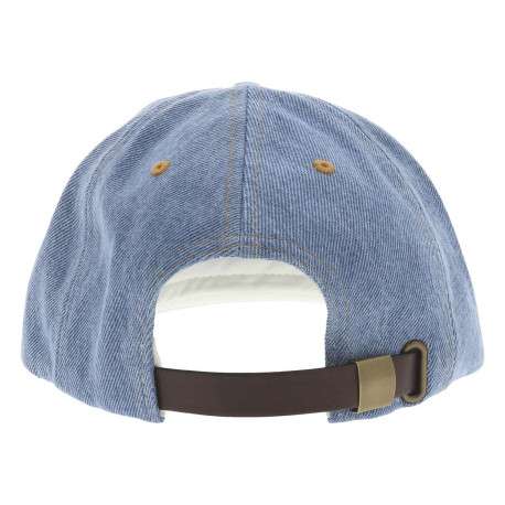 Casquette en coton jean unie avec patch en cuir et étiquette de la marque - Image 2