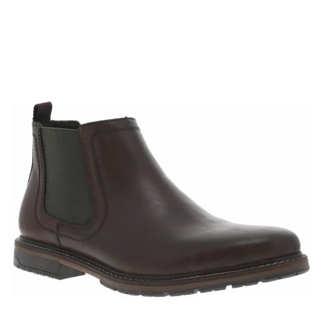 Bottines en cuir marron à talon décroché bas avec zip et soufflet élastiqué - Image 3
