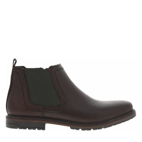 Bottines en cuir marron à talon décroché bas avec zip et soufflet élastiqué