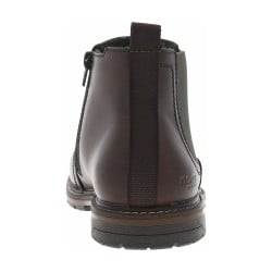 Bottines en cuir marron à talon décroché bas avec zip et soufflet élastiqué