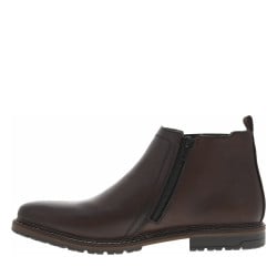 Bottines en cuir marron à talon décroché bas avec zip et soufflet élastiqué