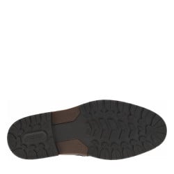 Bottines en cuir marron à talon décroché bas avec zip et soufflet élastiqué