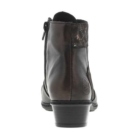 Boots noires et bronze à talon décroché bas, avec zip latéral et logo embossé - Image 6