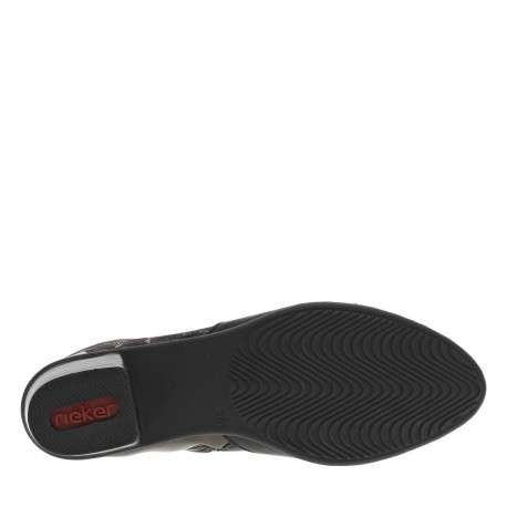 Boots noires et bronze à talon décroché bas, avec zip latéral et logo embossé - Image 5