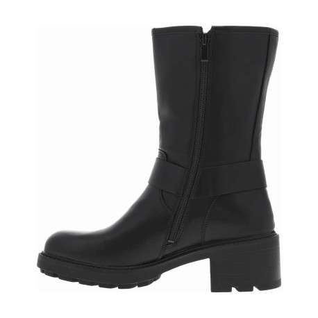 Boots noires à talon décroché moyen et à zip avec brides et boucles à ardillon