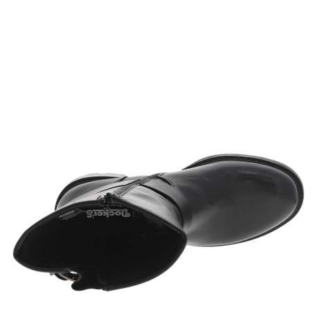 Boots noires à talon décroché moyen et à zip avec brides et boucles à ardillon - Image 4