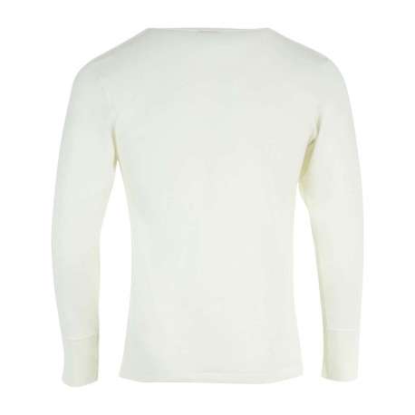 T-shirt blanc en laine mélangée avec col rond et coupe droite - Image 2