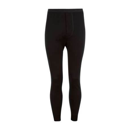 Caleçon long noir uni avec chaleur naturelle en laine mélangée