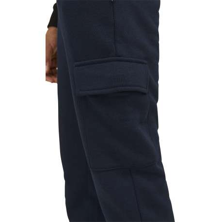 Jogging cargo bleu marine uni à coupe slim fit et à taille mi-haute - Image 4