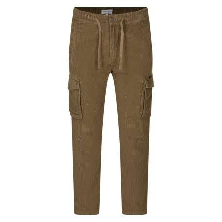 Pantalon en coton tabac uni avec une taille élastiquée et une coupe droite