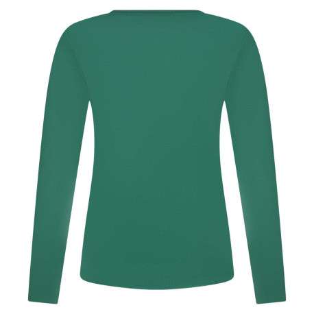 T-shirt vert uni avec une coupe droite à col rond et bijou décoratif - Image 2